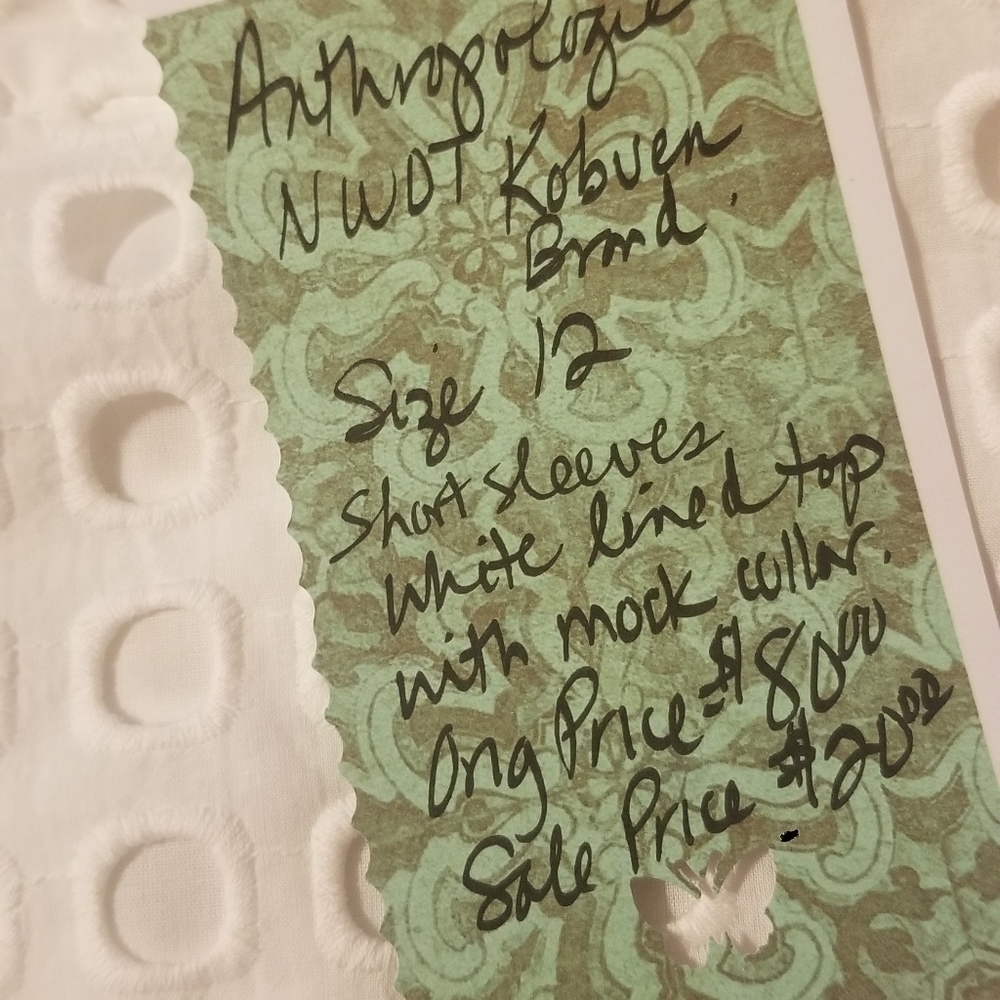 Anthropologie Kobven brand Nwot white design top